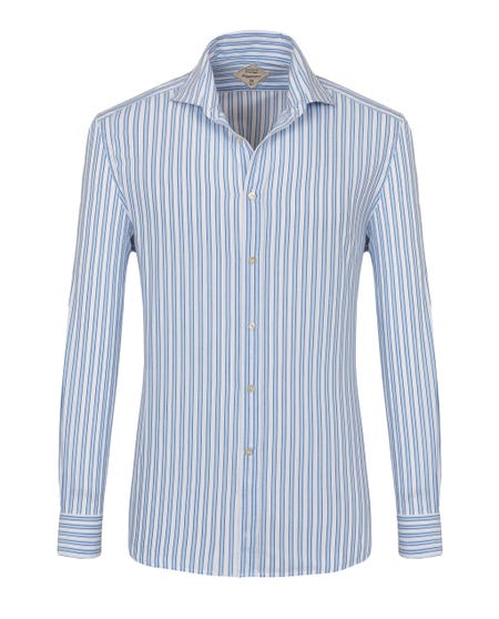 White luxury vintage shirt with light blue stripes francese_0