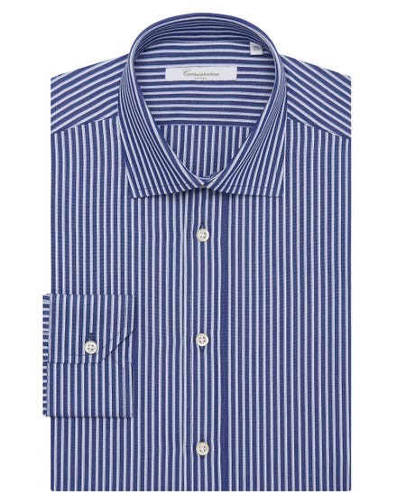 Blue and white striped fancy shirt francese_0