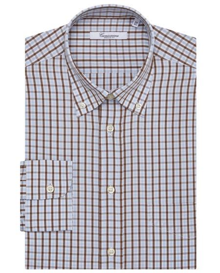 Fancy blue and brown checkered shirt button_down_0