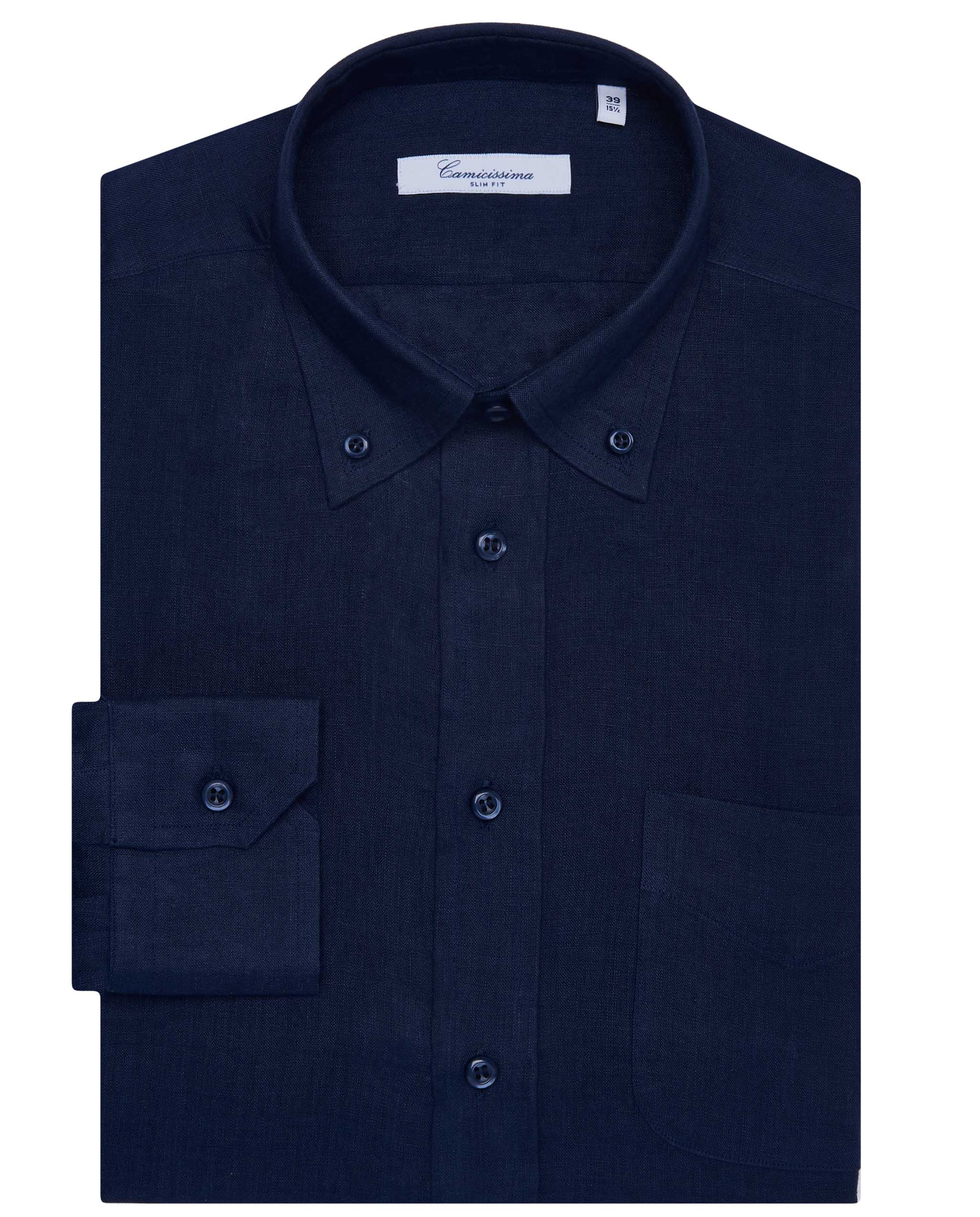 Dark blue linen fancy shirt button down button down Camicissima