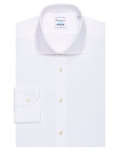 Porto, non iron white shirt, new french collar, slim fit, in pin point porto 147m - french_0